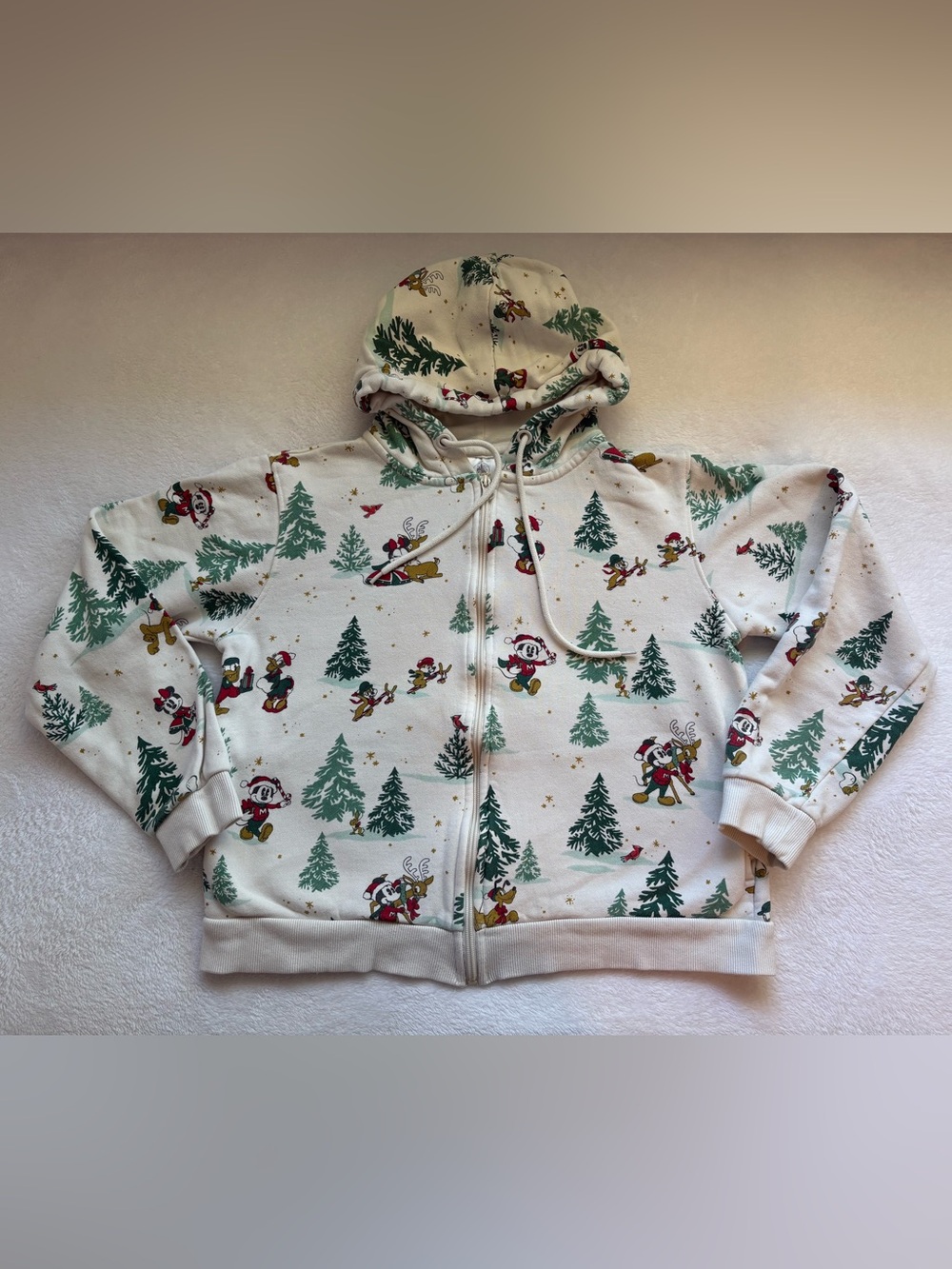 Disney Parks Christmas 2022 Mickey Mouse Character Hoodie ZipUp Jacket Women S